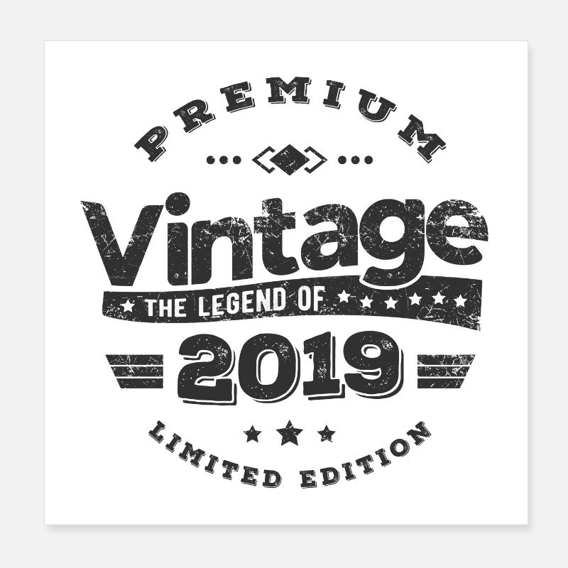 VINTAGE 2019 - Poster 20x20 cm - Weiß