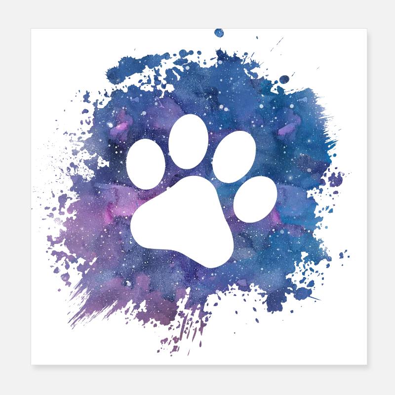 Empreinte de pattes de chien Pattes Galaxy propriétaire de chien Poster 20 x 20 cm