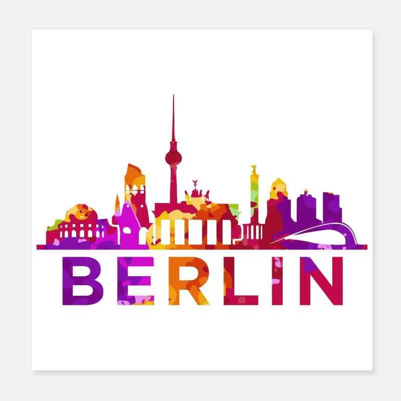 Berlin Skyline Impression Souvenir Gift Idea Poster 8" x 8" (20x20 cm)