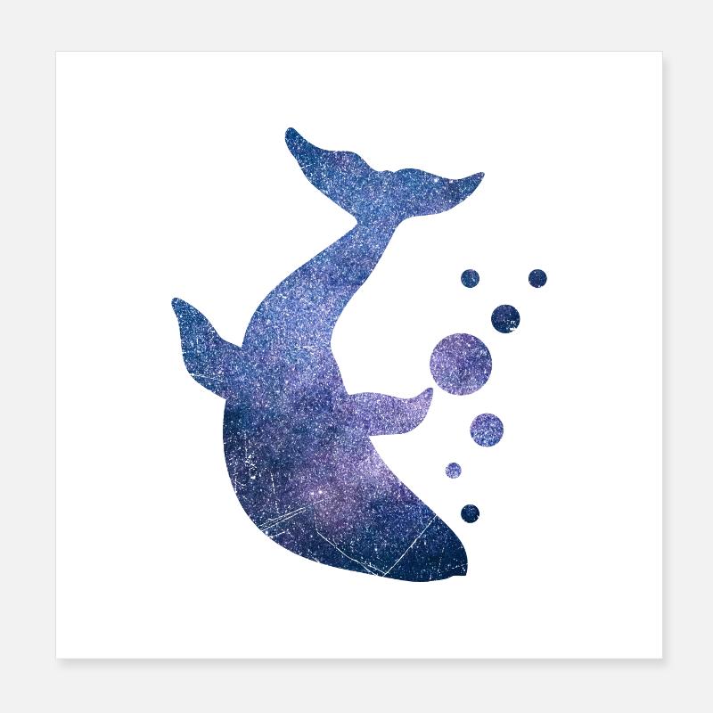 Double Exposure Whale Star Starry Sky Gift Idea Poster 8" x 8" (20x20 cm)