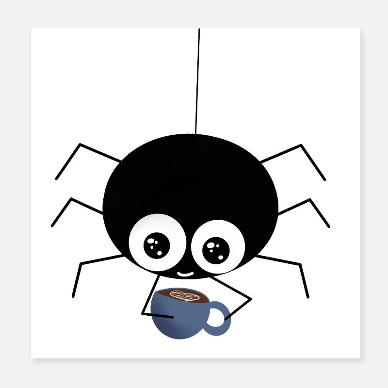 Spinne mit Kaffee - süße Geschenkidee Poster 20x20 cm