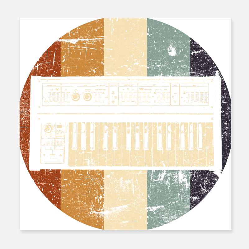 Retro Music Synthesizer Musician DJ Poster 8" x 8" (20x20 cm)