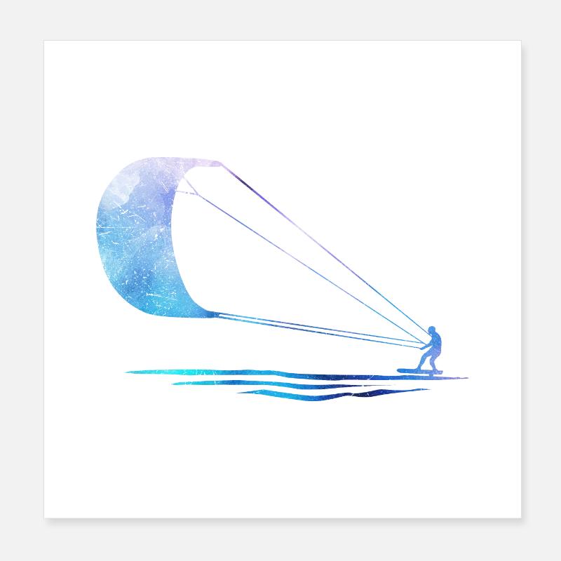 Double Exposure Kite Surfing Kite Surfer Gift Poster 8" x 8" (20x20 cm)