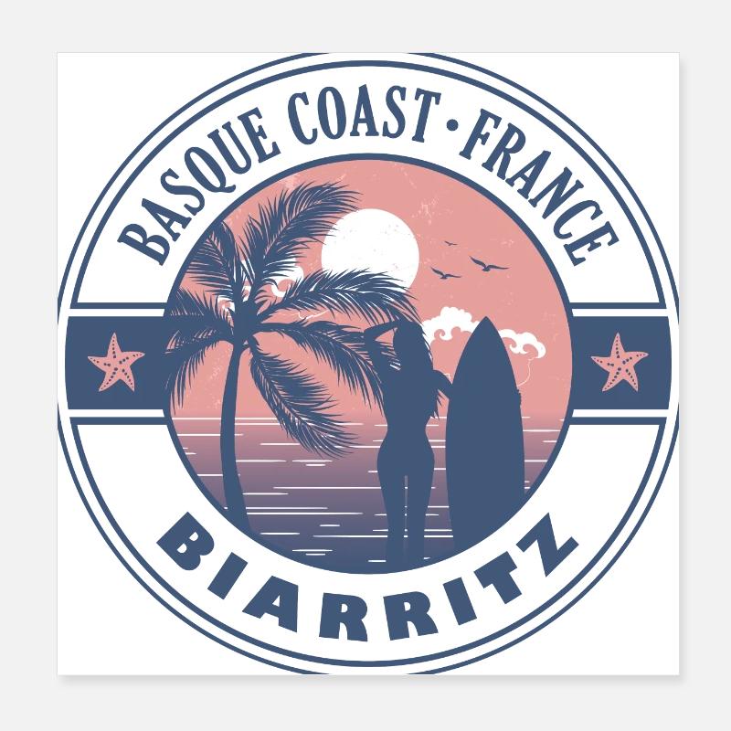 Biarritz Baskische Küste Frankreich Sommer Surfen Design Poster 20x20 cm