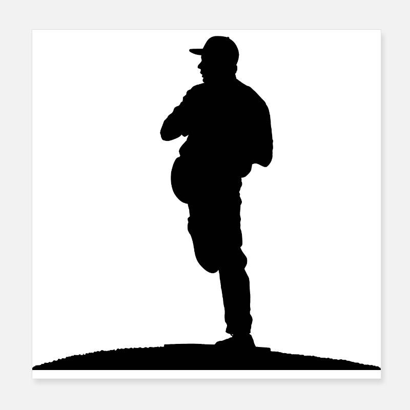 Baseball player, pitcher while throwing ball. Poster 8" x 8" (20x20 cm)