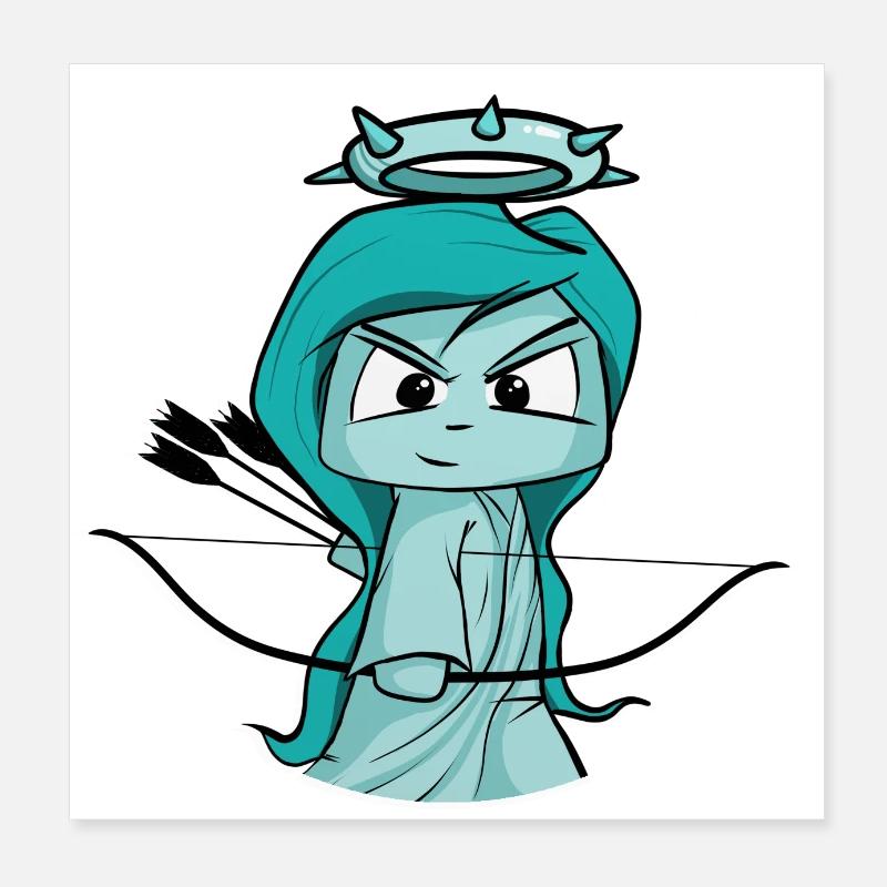 douce statue de la Liberté, archer, tir à l’arc Poster 20 x 20 cm