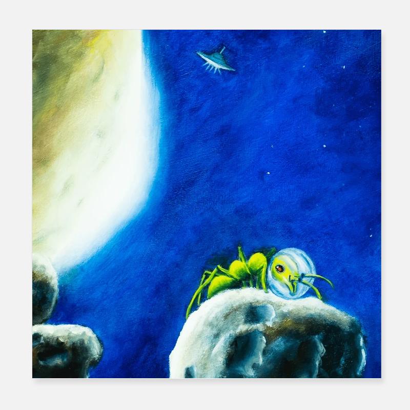 Mondameise oder Ameisonaut in der Sternennacht Poster 20x20 cm