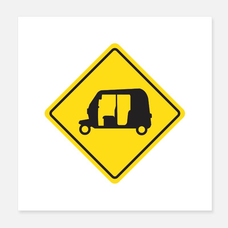Verkehrszeichen Tuk tuk Warnschild Geschenkidee Poster 20x20 cm