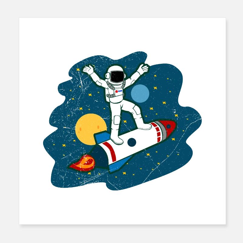Astronaut Ride Spaceship Space Lover Gift Idea Poster 8" x 8" (20x20 cm)