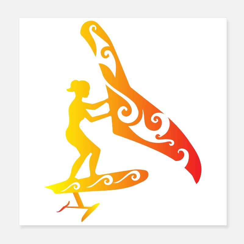 Surfer Wing Foiling Girl Foiling Lover Geschenk Poster 20x20 cm