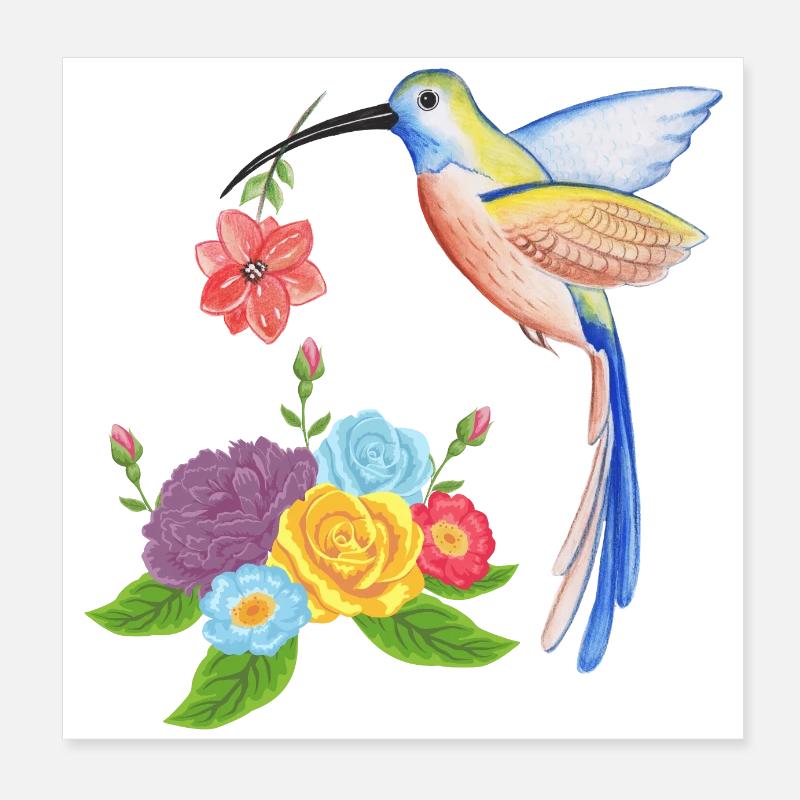 Nid de colibri Poster 20 x 20 cm