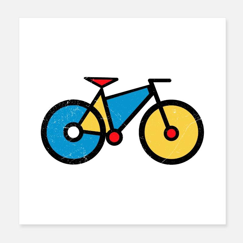 Mondrian Art Vélo Cyclisme Math Idée Cadeau Poster 20 x 20 cm