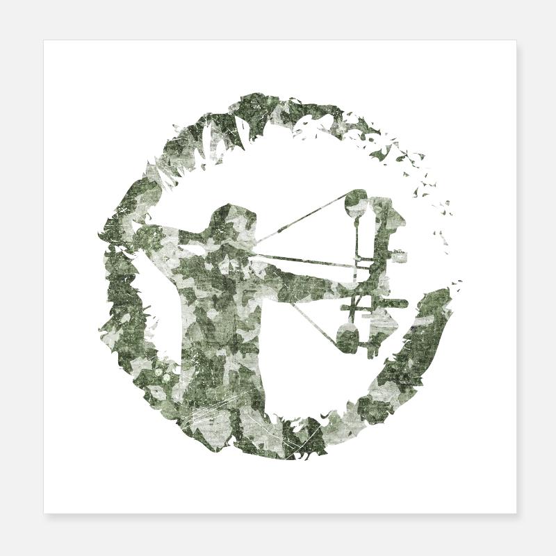 Double Exposure Compound Bow Hunter Camouflage Poster 8" x 8" (20x20 cm)