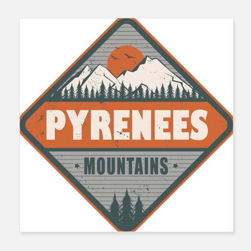 PyrenäenGebirge Vintage Wanderdesign Poster 20x20 cm