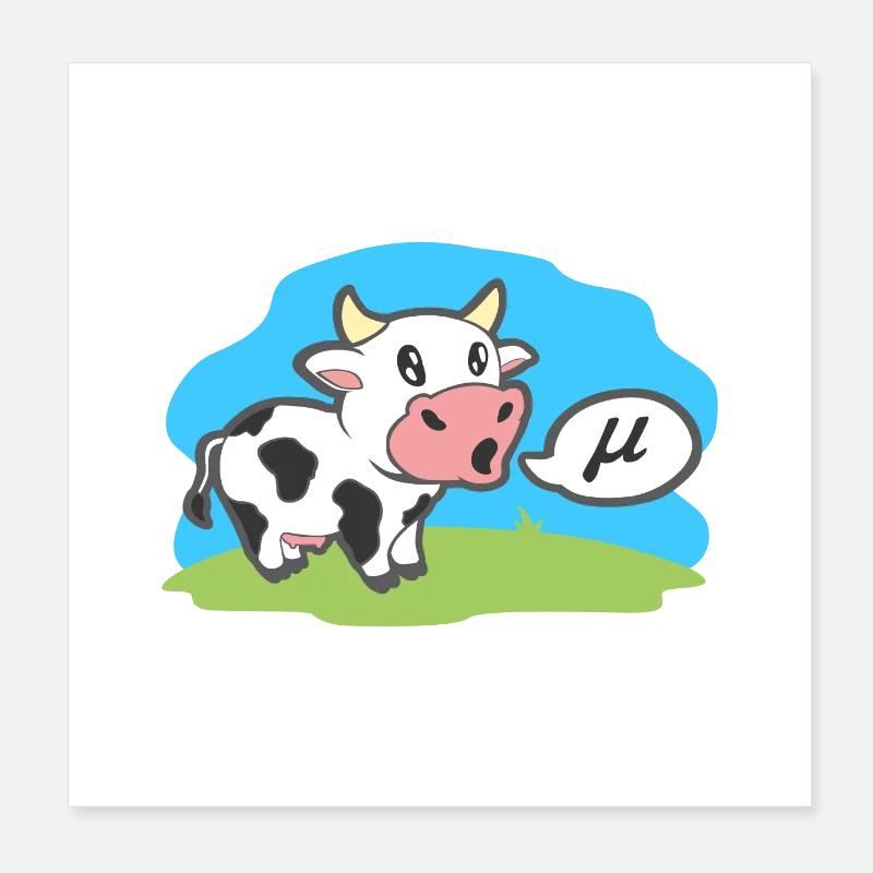 Math Symbols Cow Goes Mu Lustige Tier-Geschenkidee Poster 20x20 cm