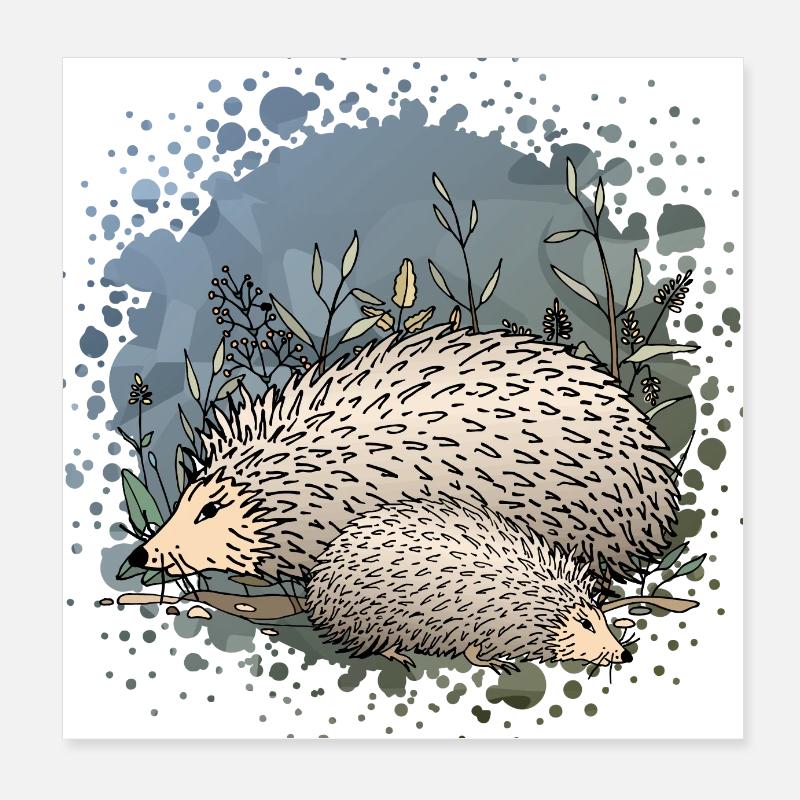 Hérissons Poster 20 x 20 cm