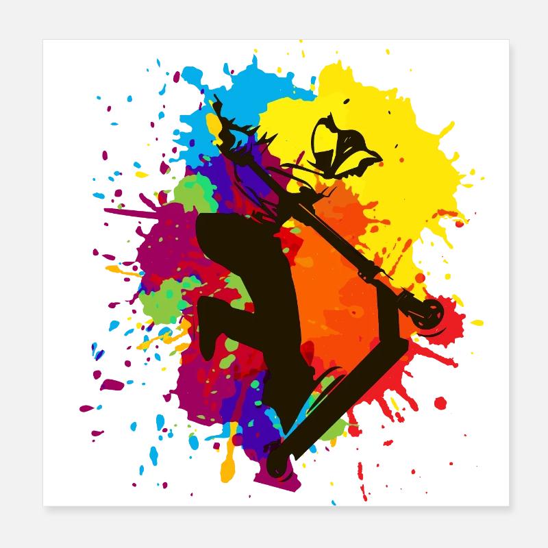 Abstrakt stencil - Poster 20x20 cm - hvid