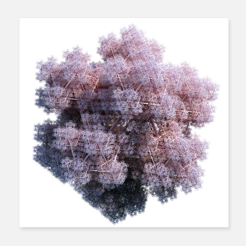 White Fractals Poster 8" x 8" (20x20 cm)