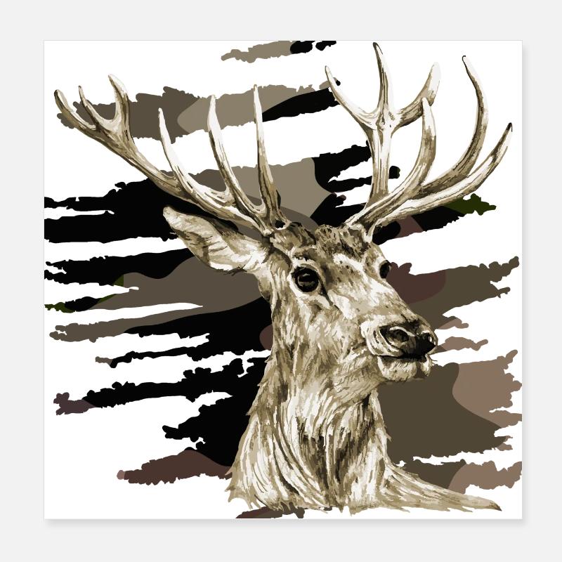 Deer Poster 8" x 8" (20x20 cm)