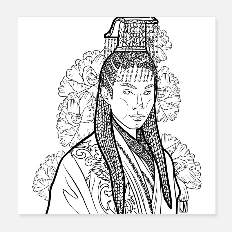 Asian Emperor China Middle Ages Asia (b) Poster 8" x 8" (20x20 cm)