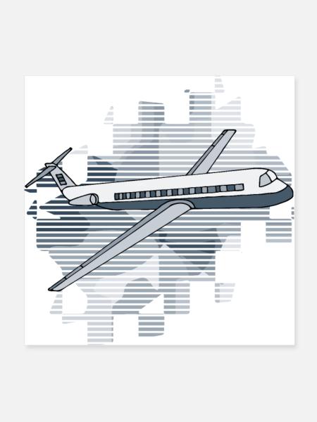 Flugzeug - Poster 20x20 cm - Weiß - Vorne