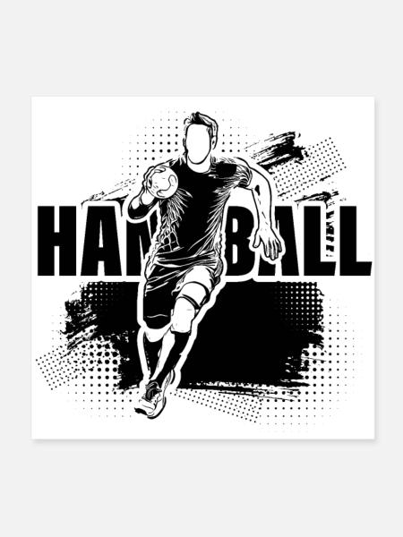 Handball-Dribbler - Poster 20x20 cm - Weiß