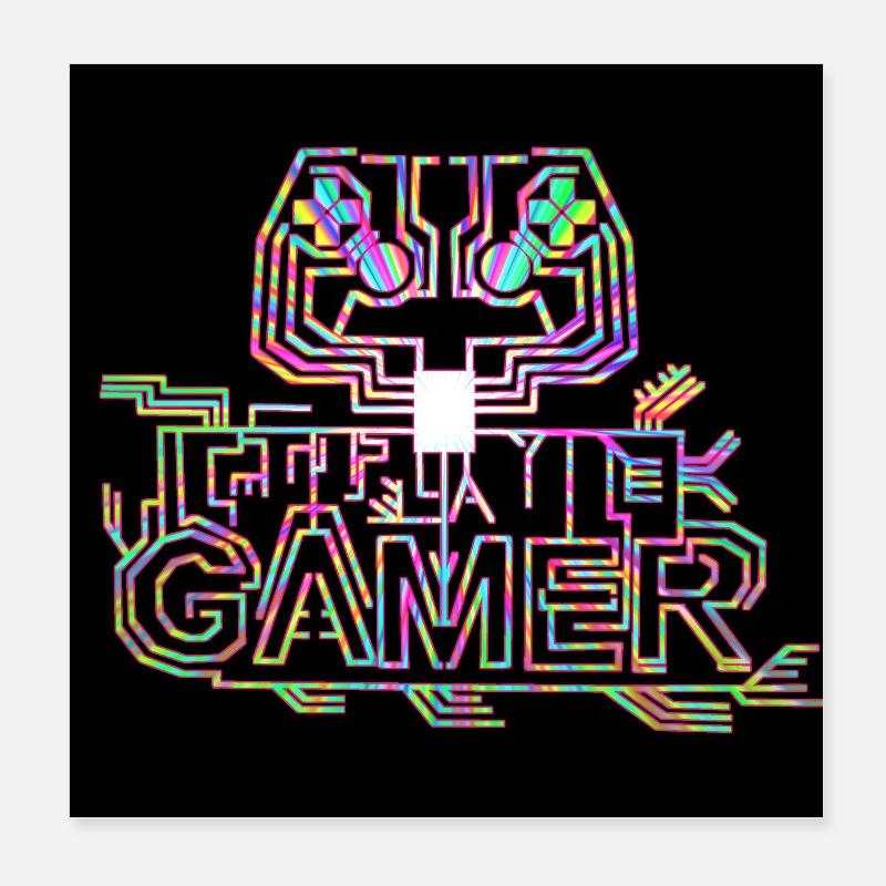 Gamer Controller farbig cooles Poster - Poster 20x20 cm - Weiß