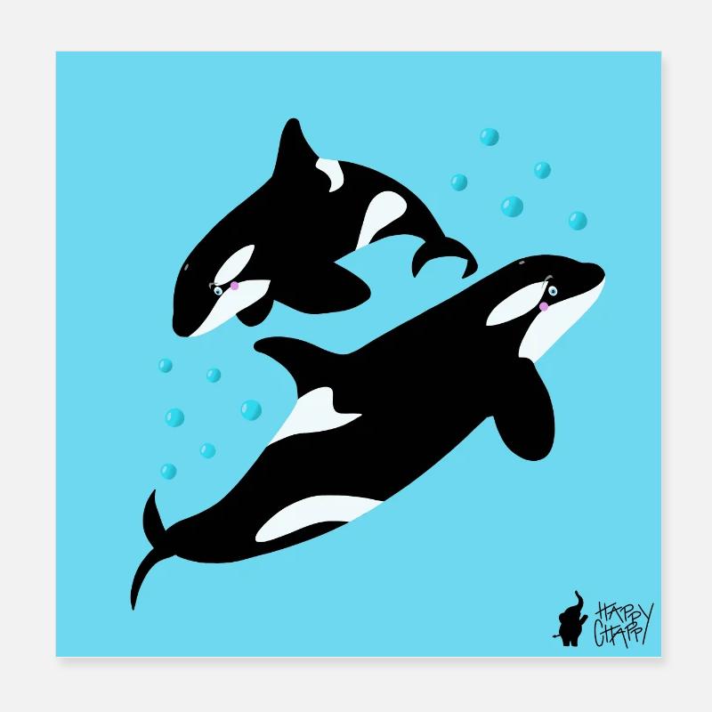 Orcas - Poster 20x20 cm - Weiß