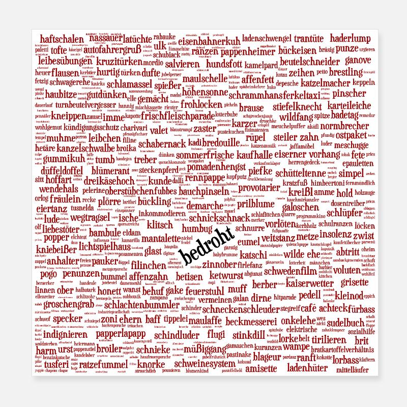 Bedrohte Wörter – Deutsch mal ganz anders Poster 20x20 cm