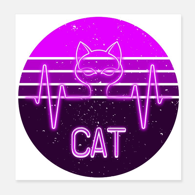 Lilla neonkat Poster 20x20 cm