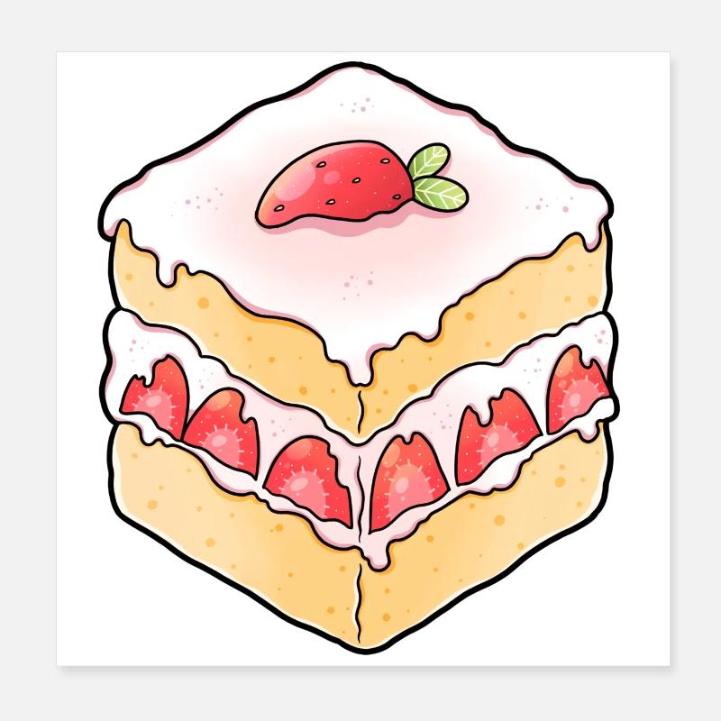 Erdbeertörtchen Erdbeere Torte Kuchen Süßigkeit Poster 20x20 cm