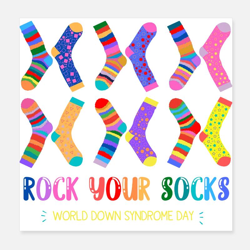 World down syndrome day socks WDSD Rock Your Socks Poster 8" x 8" (20x20 cm)