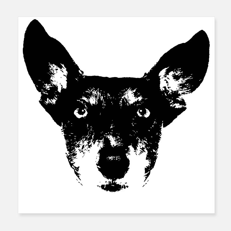 Hund Schwarz Weiss Poster 20x20 cm