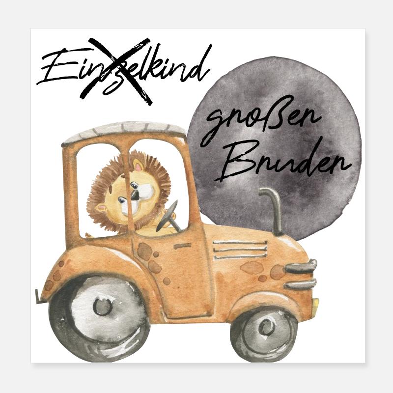 Großer Bruder Traktor Löwe Poster 20x20 cm