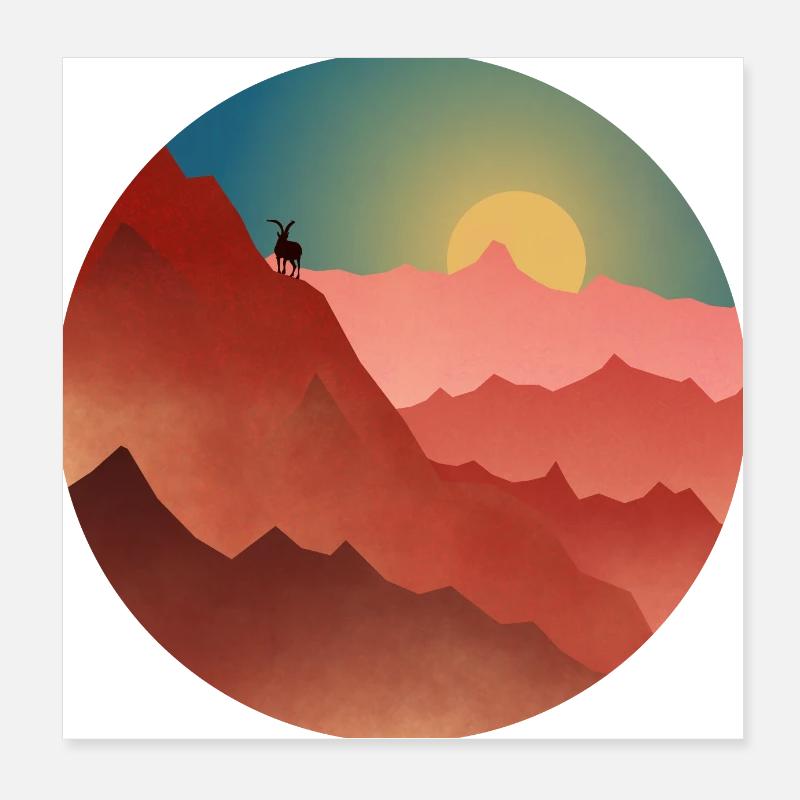 Goat on a mountain Poster 8" x 8" (20x20 cm)