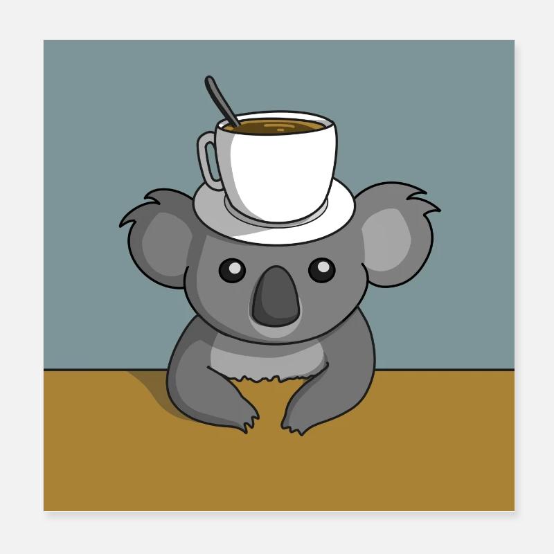 Pause café Koala Poster 20 x 20 cm