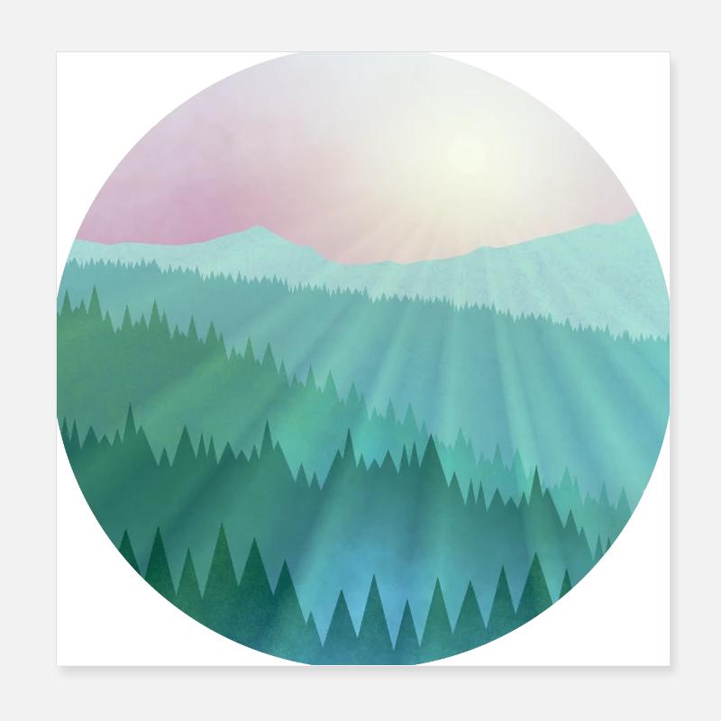 Nebelige Berglandschaft Poster 20x20 cm