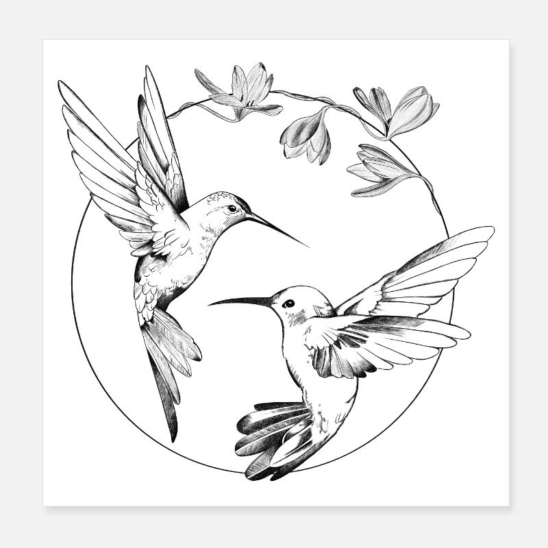 Colibris Poster 20 x 20 cm