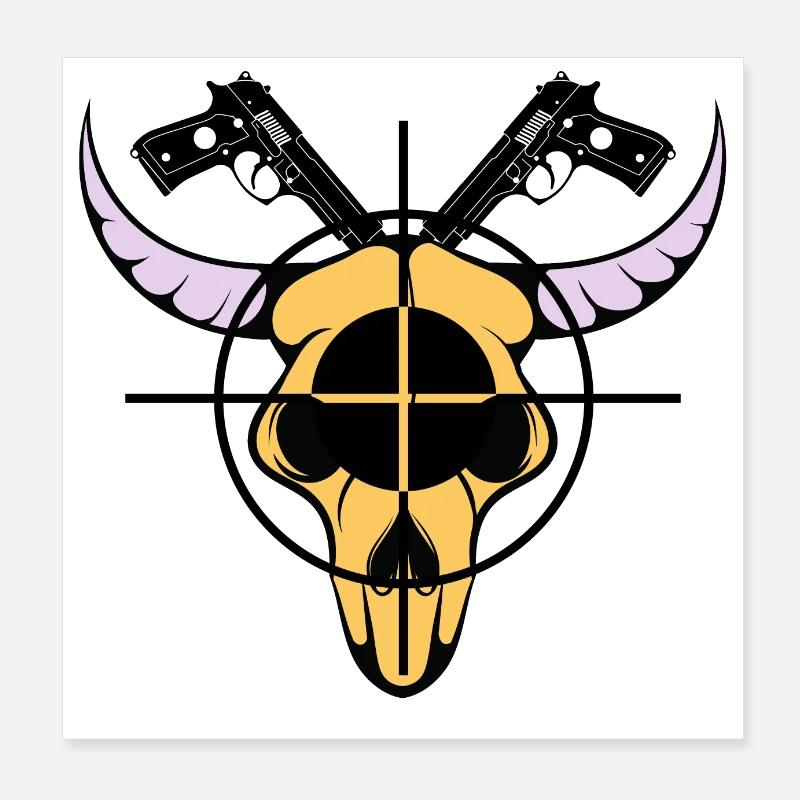 Buffalo Skull - Arme dirigée vers la cible Poster 20 x 20 cm