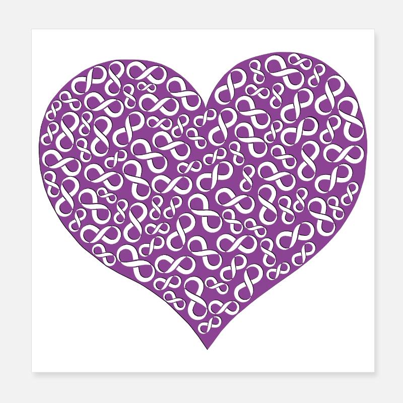 Herz Unendlich 3D - Lila Poster 20x20 cm