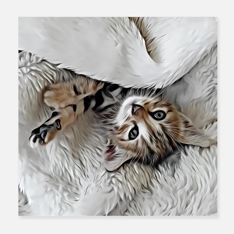 Cute little kitten lying upside down on the back Poster 8" x 8" (20x20 cm)