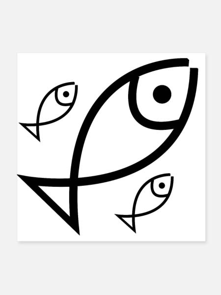Fisch - Poster 20x20 cm - Weiß