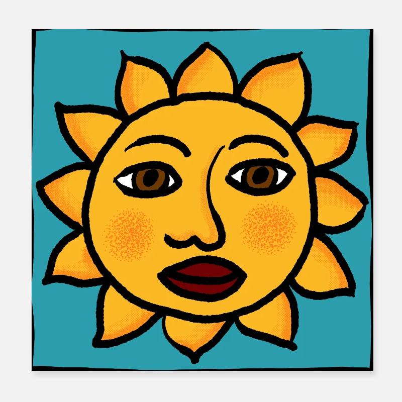 Sonne - Poster 20x20 cm - Weiß