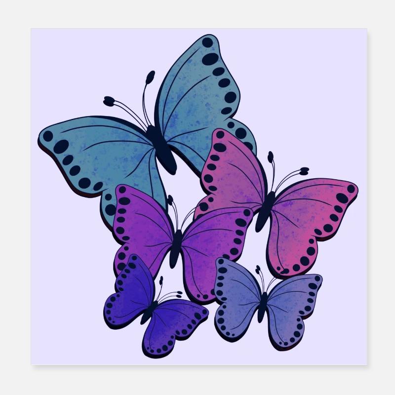 Schmetterlinge - Poster 20x20 cm - Weiß