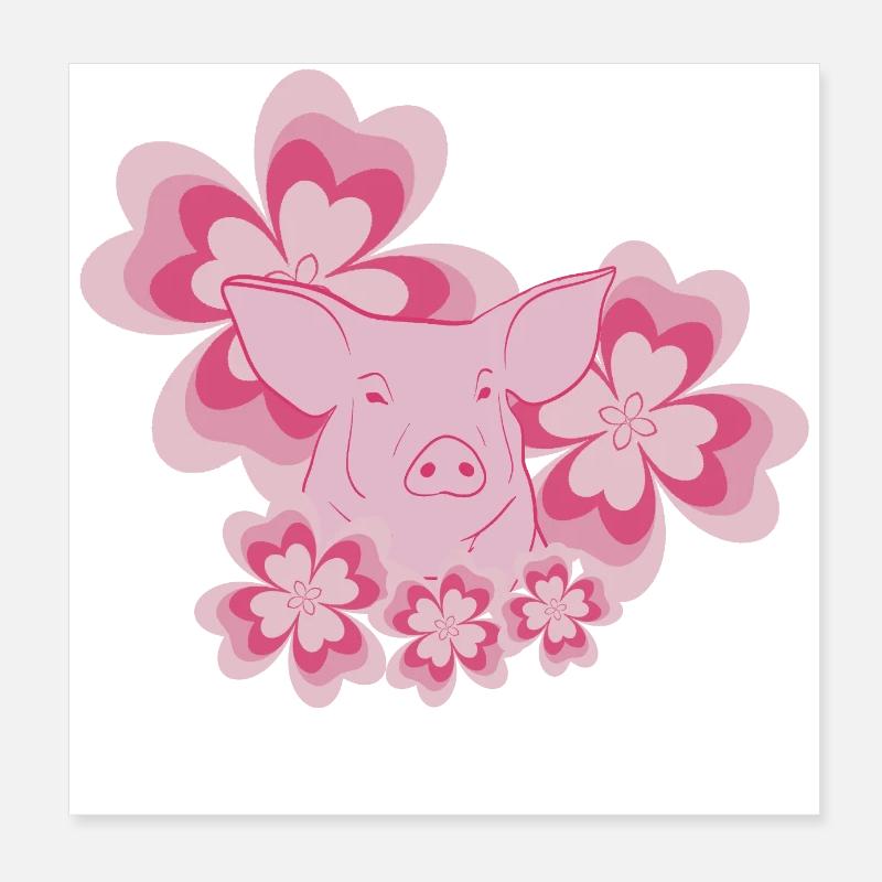 Schwein Poster 20x20 cm