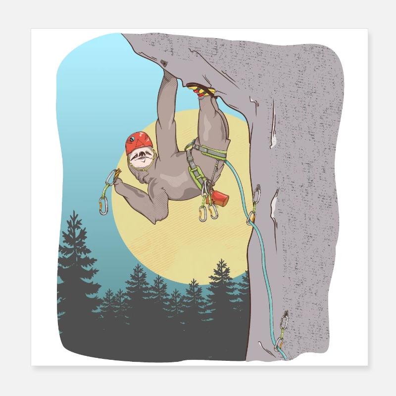 Sloth rock climbing Faultier-Klettern Poster 20x20 cm