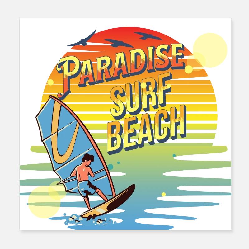 Paradise Surf Beach Poster 20 x 20 cm