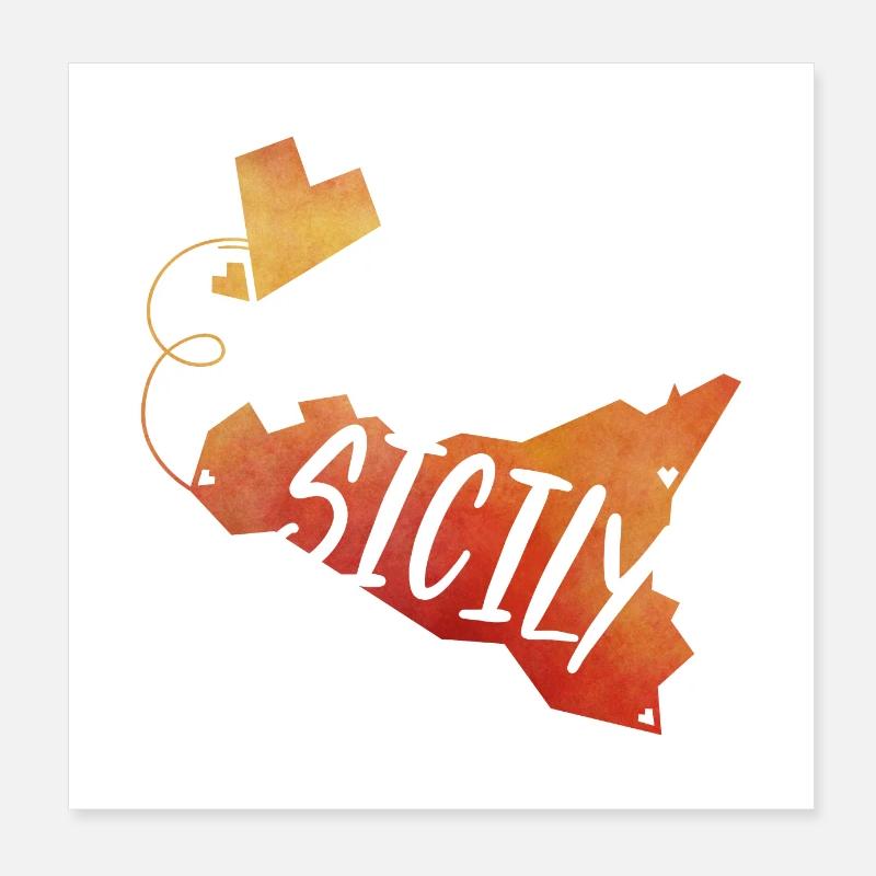 Sicily - Poster 20x20 cm - Weiß