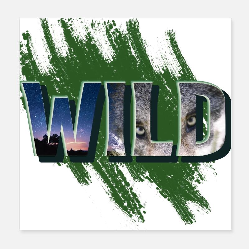 Cool wild inscription with a wolf Poster 8" x 8" (20x20 cm)