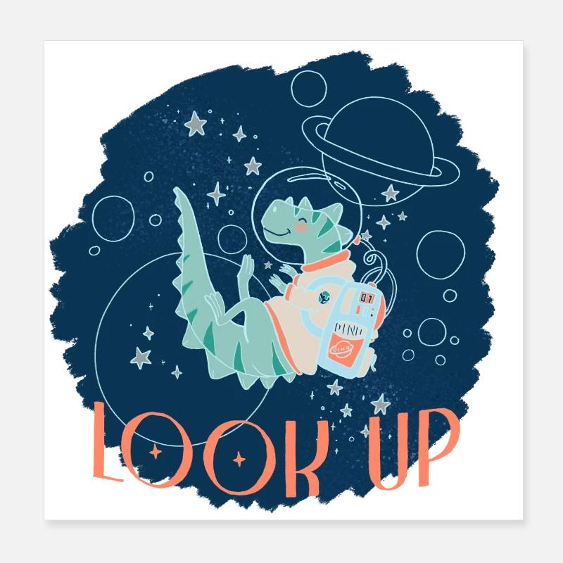 Dinosaure dans l’espace Poster 20 x 20 cm